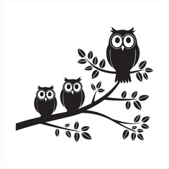 Fototapeta premium owls Silhouette silhouette vector illustrations eps 10 black color high-quality fully editable file on a white background. 