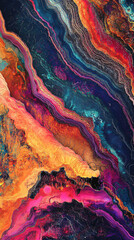 Abstract energy waves with pulsating neon hues and textures.