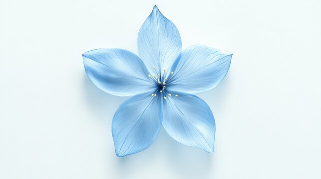Fototapeta Single light blue flower isolated on white background.