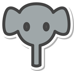 ステッカー風動物の単品アイコン　象