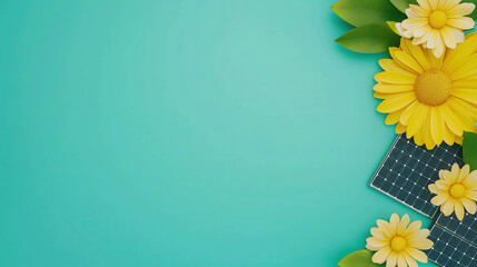 Eco-Friendly Elements in a Clean Banner Featuring Vibrant Floral Designs
