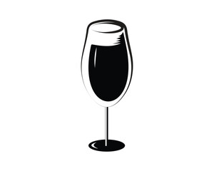 Wine glass icon. Glass of wine on light white background vector illustration.