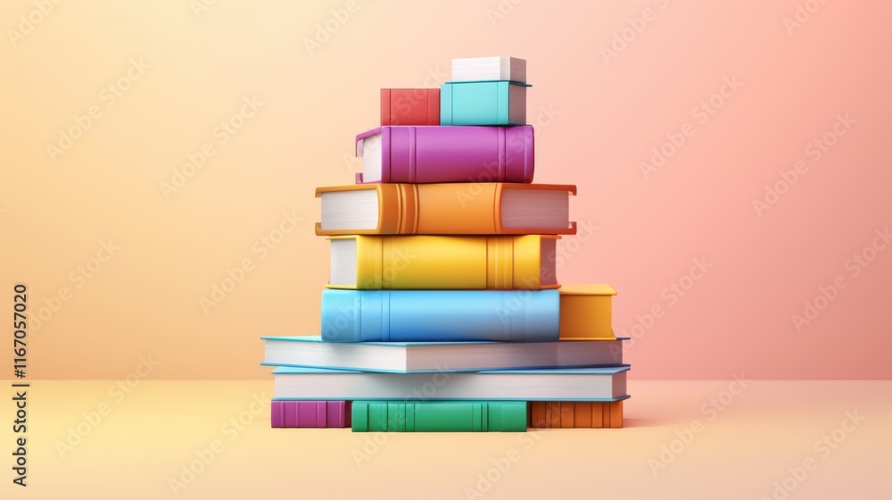 Poster a colorful stack of books a vibrant collection of knowledge and learning