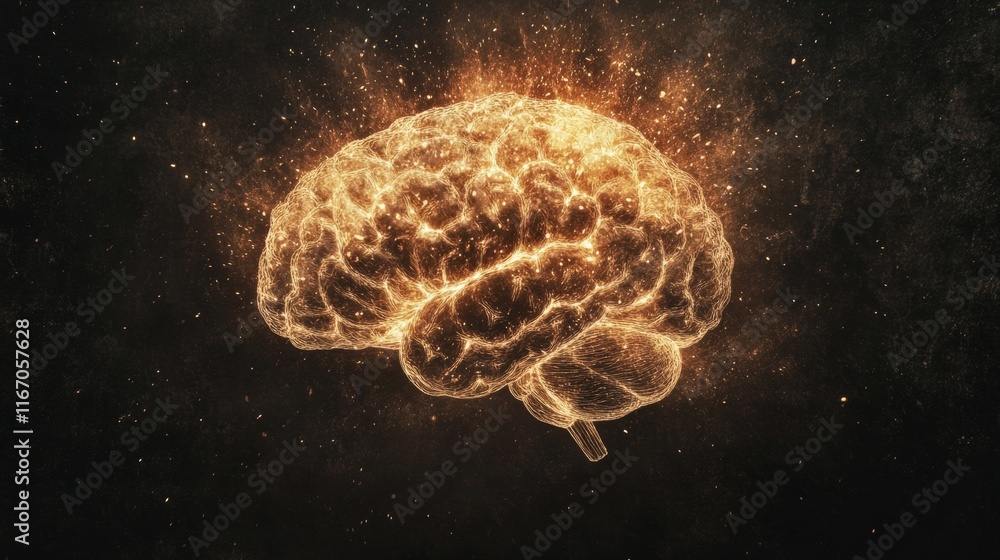 Poster neural connections light up with energy, illustrating the dynamic activity of neurons firing and tra