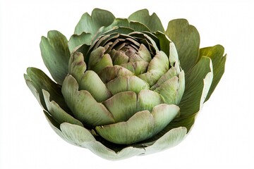 Fototapeta premium Fresh Green Artichoke Isolated on White Background for Culinary Use