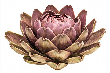 Fototapeta premium Beautiful artichoke flower on a white background in high detail