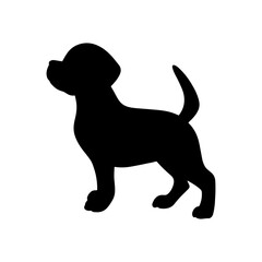Labrador retriever puppy silhouette vector illustration design on white background.