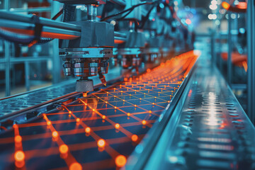 Obraz premium Automation and high-tech machinery in the factory, show industrial automation.