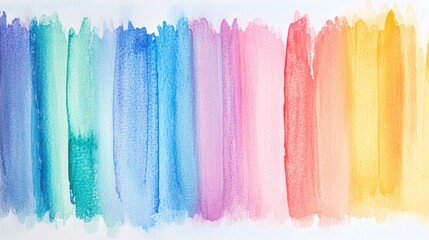 Naklejka premium Colorful brush strokes blend seamlessly to form a vibrant rainbow effect, showcasing a spectrum of hues on a plain background