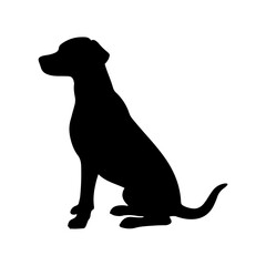 Black labrador retriever sitting silhouette vector illustration design on white background.
