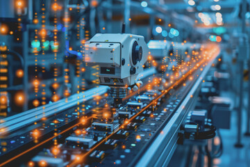 Automation and high-tech machinery in the factory, show industrial automation.