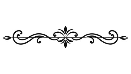 Elegant Decorative Divider Line with Symmetric Ornamental Border, Featuring Floral Motif and Abstract Flourish Filigree Elements