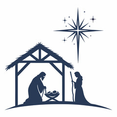 Elegant Nativity Silhouette for Christmas Decor, Art & Illustration