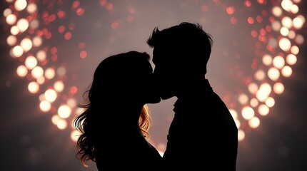 silhouette of a couple kissing