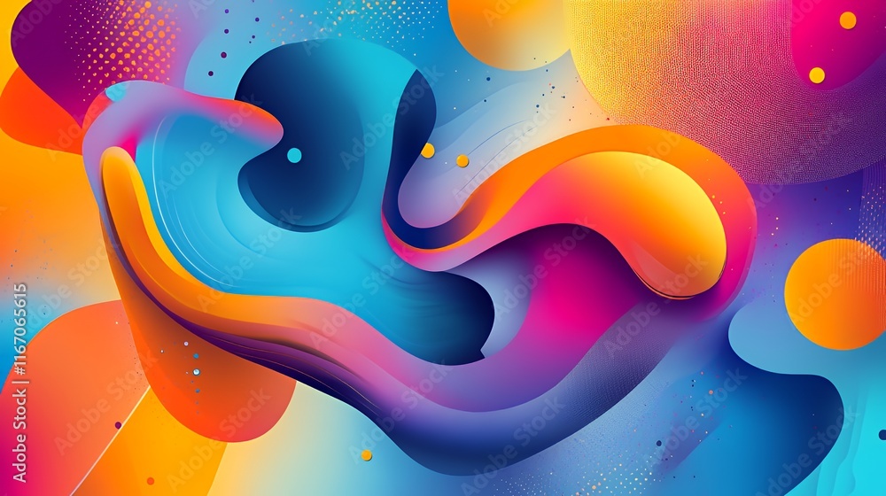 Poster abstract colorful fluid shapes design background
