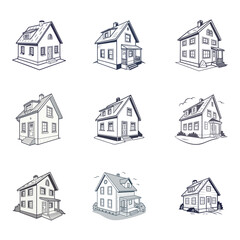 Home, house or real estate flat vector icon 
