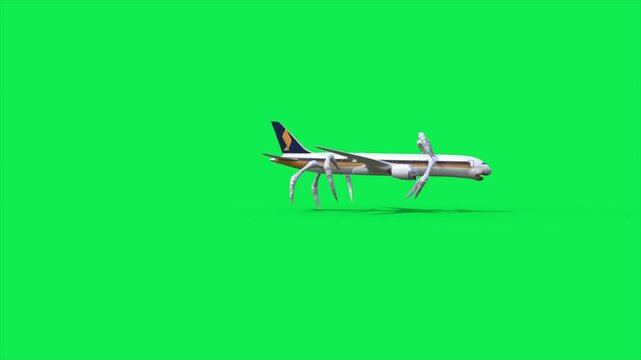 Green Screen Plane Eater Monster, Big Mouth, 3D Animations SCP Rendering CGI Cinematic 4K