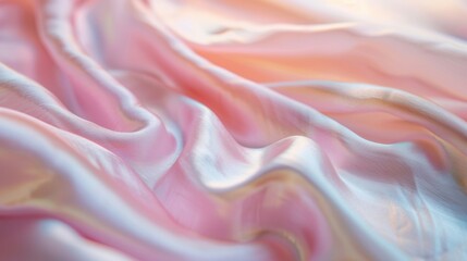Soft pink silk cascades in graceful waves, its smooth texture catching light beautifully, perfect for timeless fashion or decor projects
