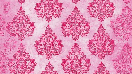 Pink Damask Pattern Textile Fabric Background Smiling