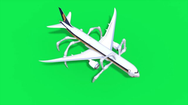 Green Screen Plane Eater Monster Loop Top 3D Animations SCP Rendering CGI Cinematic 4K