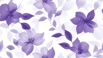 Obraz premium Purple Floral Seamless Pattern: Delicate, Pastel Blooms on White Background