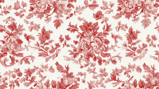 Fototapeta Red Floral Damask Textile Pattern - Vintage Design