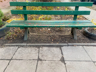 Wooden bench with backrest