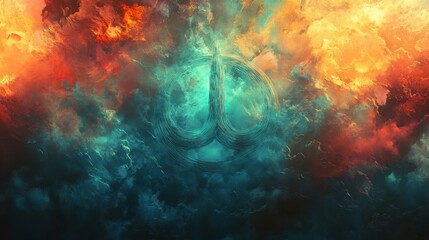 Fototapeta premium Abstract Cosmic Teal and Orange Swirl Nebula Background