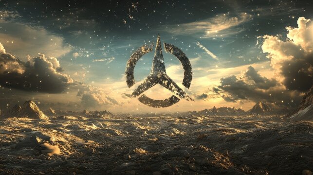 Alien Landscape with Overwatch Symbol - Mysterious Space Scene