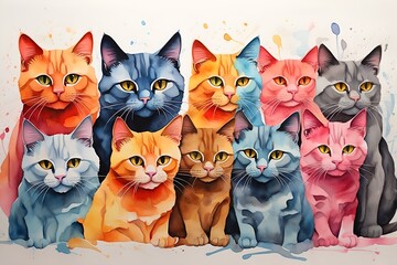 Cats Watercolour