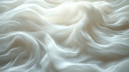 Fototapeta premium Soft, flowing fabric resembling gentle waves or clouds in a serene setting.