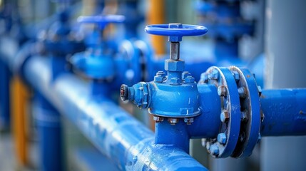 Architectural blueprint of industrial pipe and valve system for oil and gas pump safety design