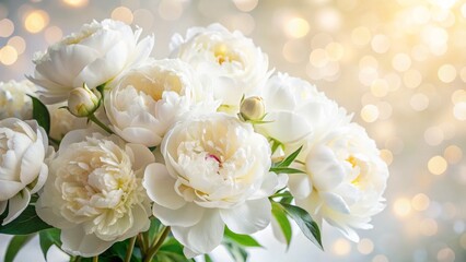 Elegant White Peonies Bouquet - Blooming Flowers Studio Shot