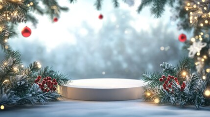 product podium stand with christmas theme background