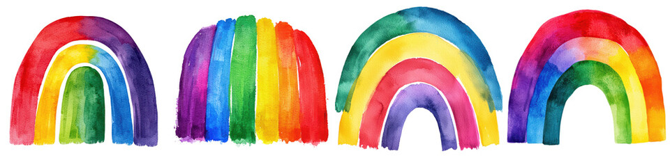Naklejka premium Vibrant Watercolor Rainbows Colorful Abstract Design for Versatile Decor and Imagery