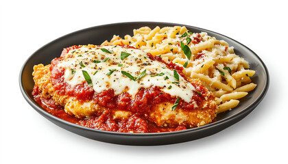 Here are a few options for a 125-character description of the AI-generated stock photo of Chicken Parmesan:

**Option 1 (Focus on the food):**

> Delicious chicken parmesan, crispy