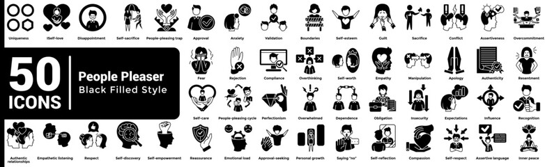 People Pleaser 50 icon set in filled style