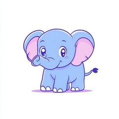 Fototapeta premium Cute and Adorable Cartoon Blue Baby Elephant with Big Ears, Cartoon Style Illustration Perfect for Children's Books, Prints, and Educational Materials
