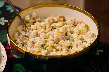 Creamy Pea Salad That Is Beautifully Served in a Decorative Bowl for Everyone to Enjoy
