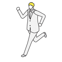 アイソメトリック_スーツ姿で走っている男性のイラスト