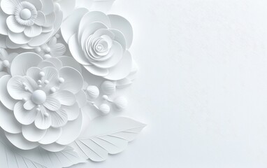 Elegant White Paper Flowers Floral Background 3D Design