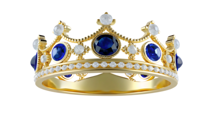 a gold crown with blue gems isolated on white background PNG.AI GENERATED