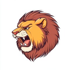 Fototapeta premium Fierce Lion Head Illustration with Bold Features and Expressive Facial Expression for Wildlife and Nature Themes in Design Projects
