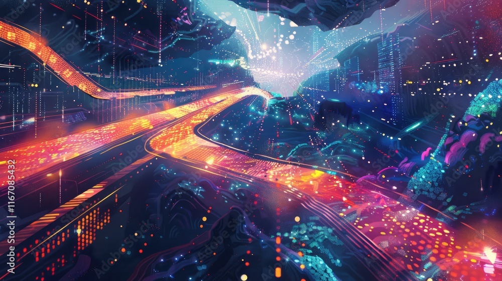Poster this stunning digital artwork presents an imaginative view of transformation, blending vibrant color