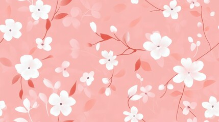 Delicate Pink Blossom Floral Seamless Pattern Design
