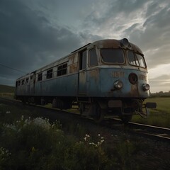 Obraz premium A rusty, abandoned train with the word 