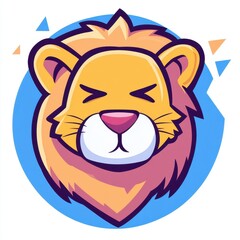 Cartoon Style Lion Head with Bold Expressions and Vibrant Colors Perfect for Children's Media, Branding, Illustrations, and Animal-Themed Projects