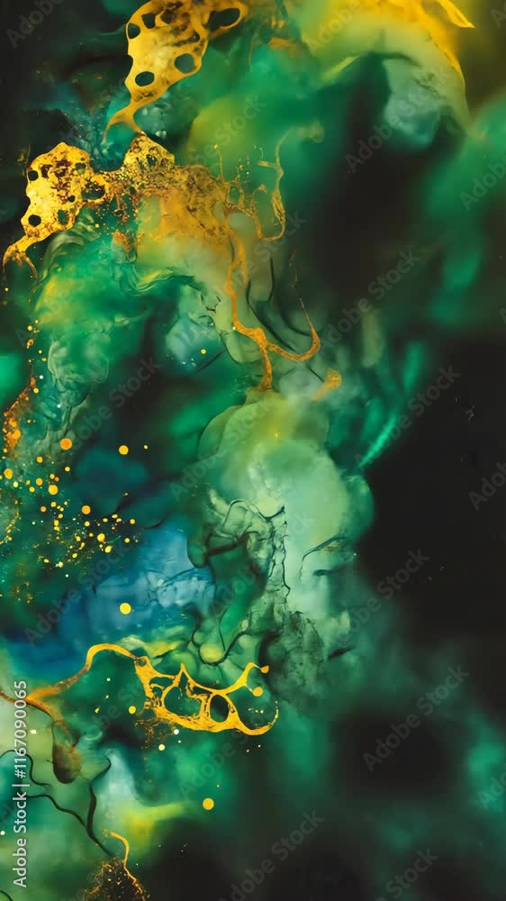 Aufkleber abstract swirl of green and gold colors creating a vibrant and dynamic visual experience