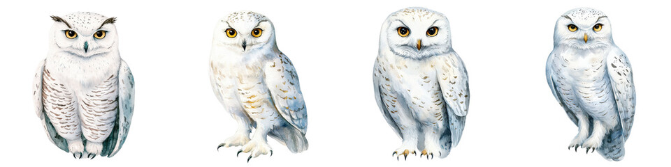 Fototapeta premium Majestic Snowy Owls Perched in Serene Winter Landscape