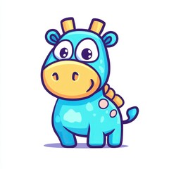 Fototapeta premium Cute and Colorful Cartoon Giraffe Character with Big Eyes, Cheerful Expression, and Playful Design Perfect for Children's Illustrations and Educational Material